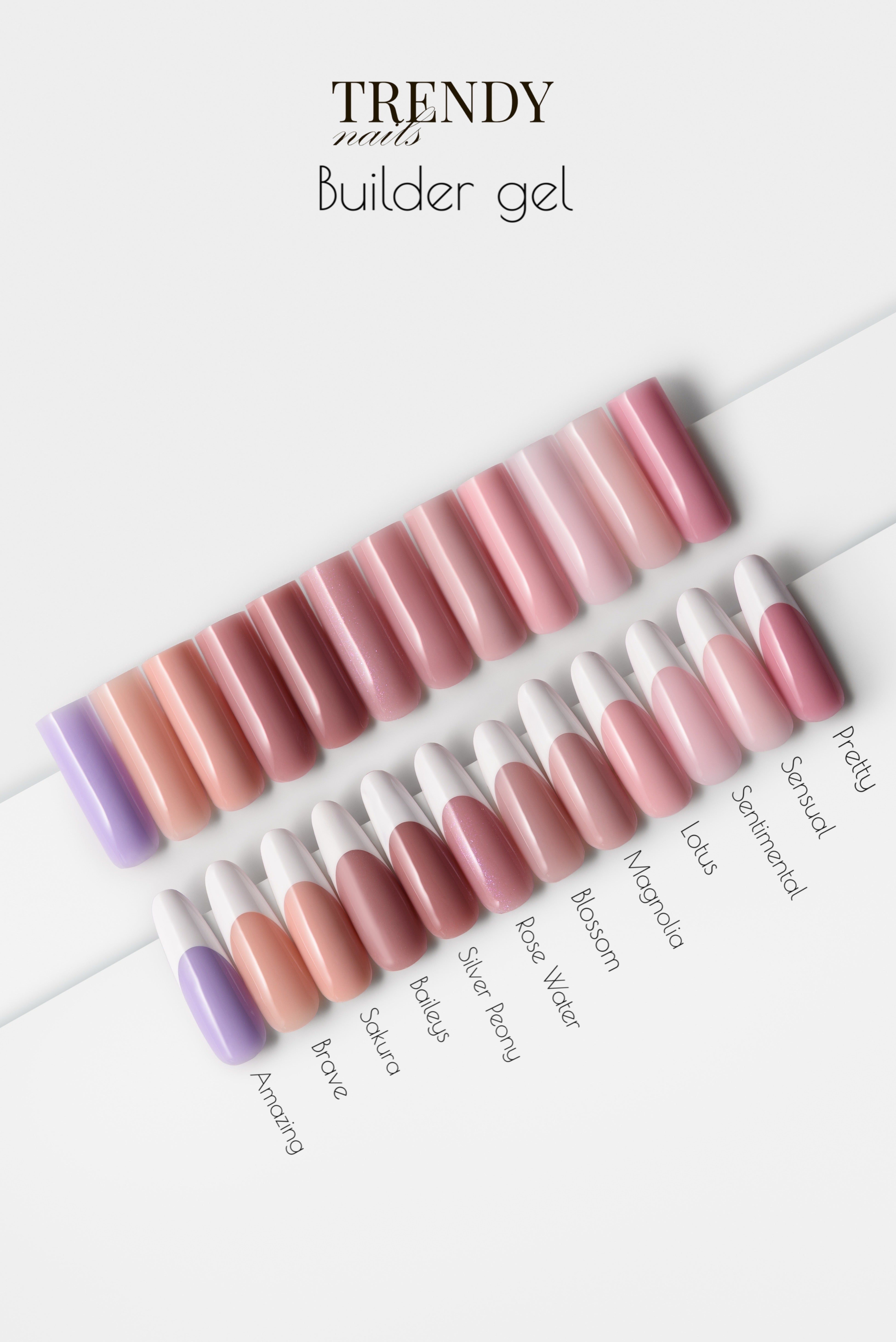 Builder Gel Collection in a bottle or jar from Trendy Nails 15ml/ 30ml (self-leveling)
