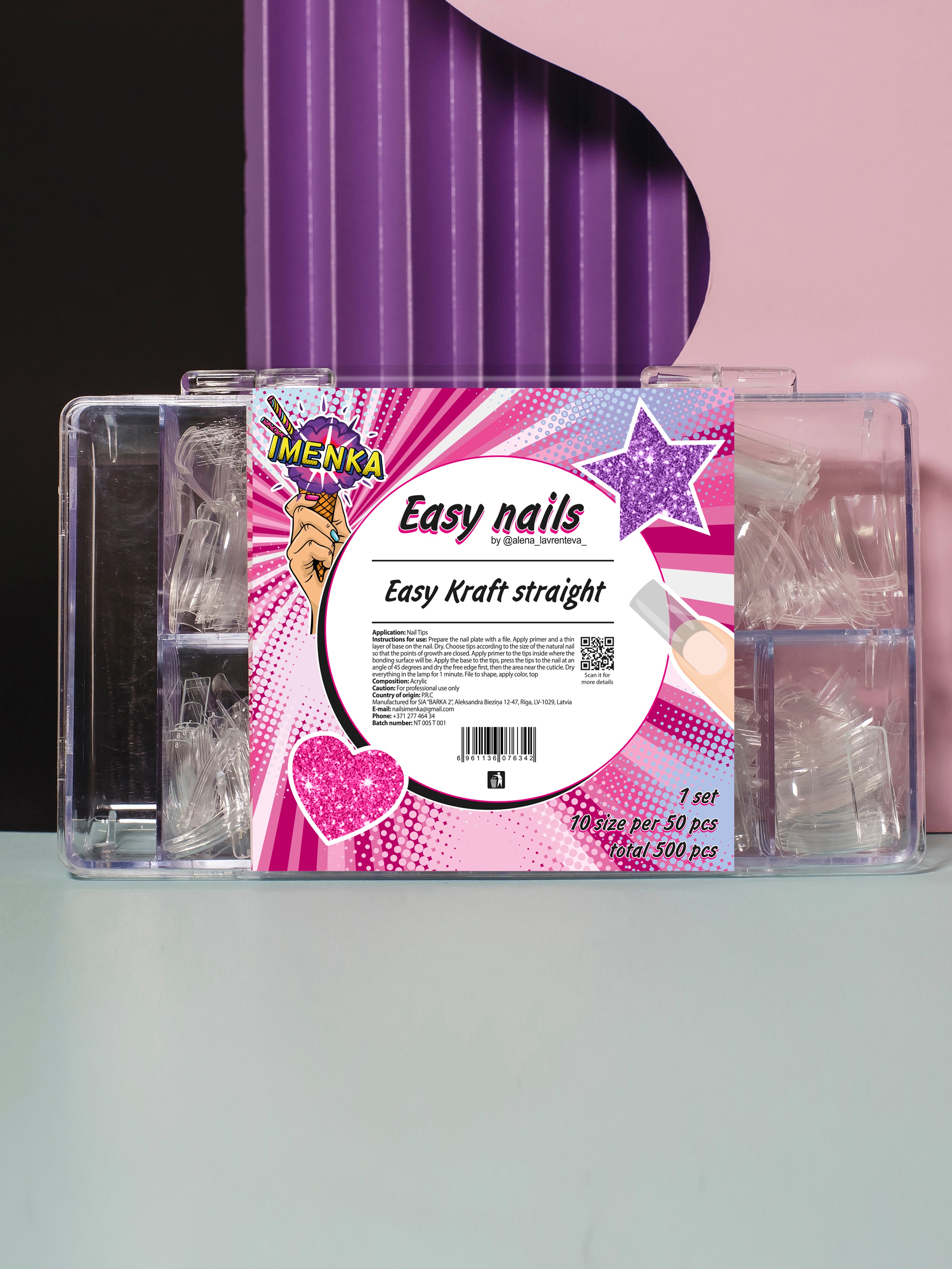 Easy Kraft "dritto" unghie Gel-Tips trasparenti 500 pz. di Imenka