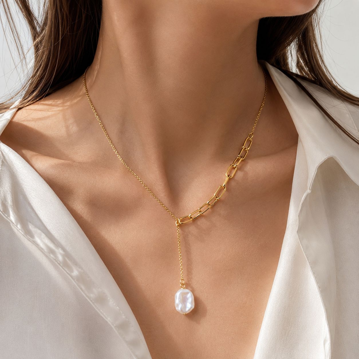 Stylische asymetrische Kette in gold (Modeschmuck) 5