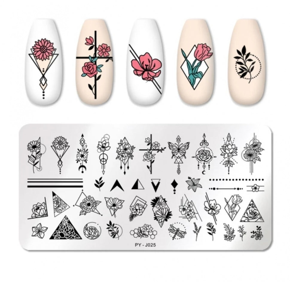 Stamping Plate Stencil Flowers PY-J025
