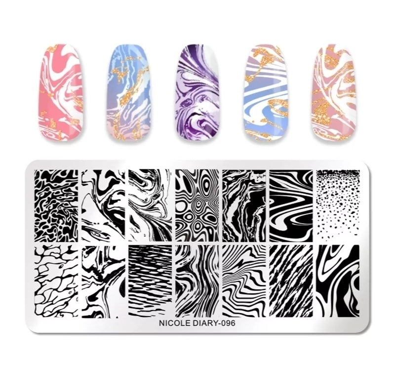 Stamping Plate Stencil Marble Effect ND096