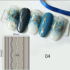 Sticker dehnbare Linien schwarz-weiß-gold DH-146