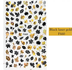 Sticker foglie d'autunno in nero e oro F660