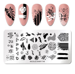 Stamping Platte Schablone Blätter und Formen ND-146