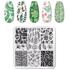 Stamping Platte Schablone Blätter, Blumen u. PY-F026