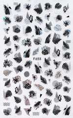 Sticker Foglie Autunnali in nero-argento