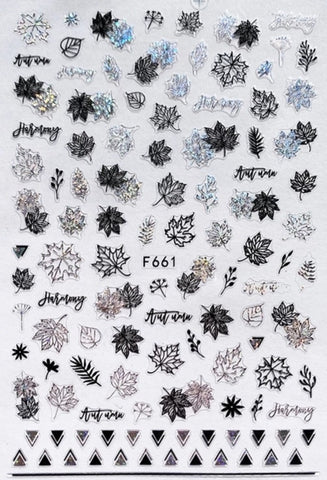Sticker Herbstblätter in schwarz-silber