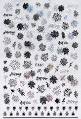 Sticker Foglie Autunnali in nero-argento