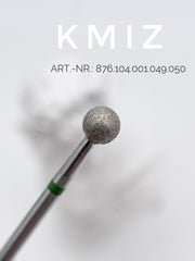 Fresa diamantata a sfera grossa (verde) nelle dimensioni: 2,1 mm e 5,0 mm di KMIZ
