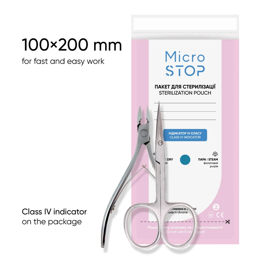 Buste di sterilizzazione 100 pz. in 3 dimensioni bianche di MicroSTOP adatte per sterilizzatore a calore secco e autoclave