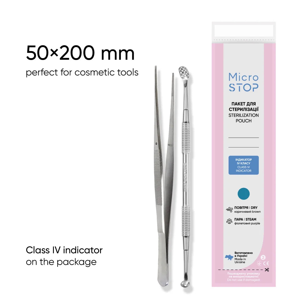 Buste di sterilizzazione 100 pz. in 3 dimensioni bianche di MicroSTOP adatte per sterilizzatore a calore secco e autoclave