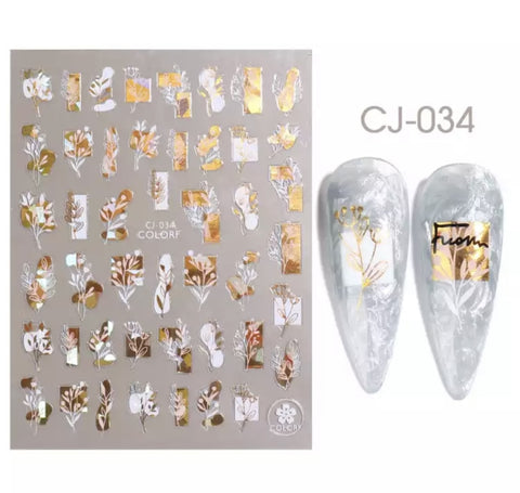 Sticker selbstklebend goldene Blumen