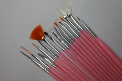 Pinselset für verschiedene Nailart Anwendungen und Modellage (15 Stk.)