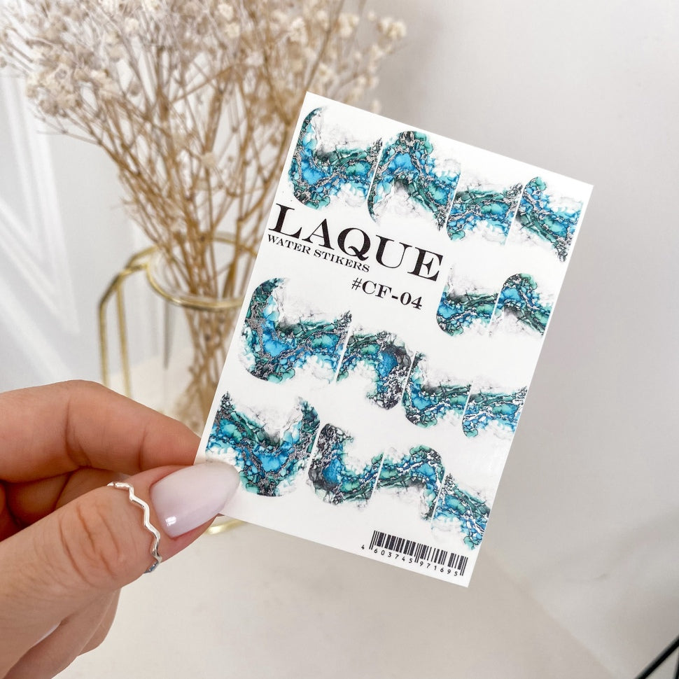 Slider with foil CF-04 blue silver (water-soluble stickers) from Laque
