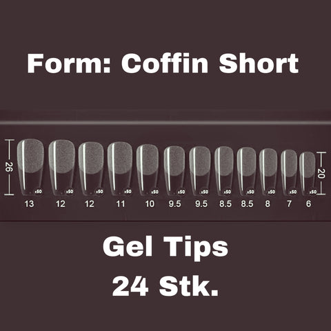 Gel Nageltips angeraut kurzer Coffin ultra dünn elastisch und stabil 24 Stk.
