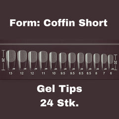 Gel Nageltips angeraut kurzer Coffin ultra dünn elastisch und stabil 24 Stk.