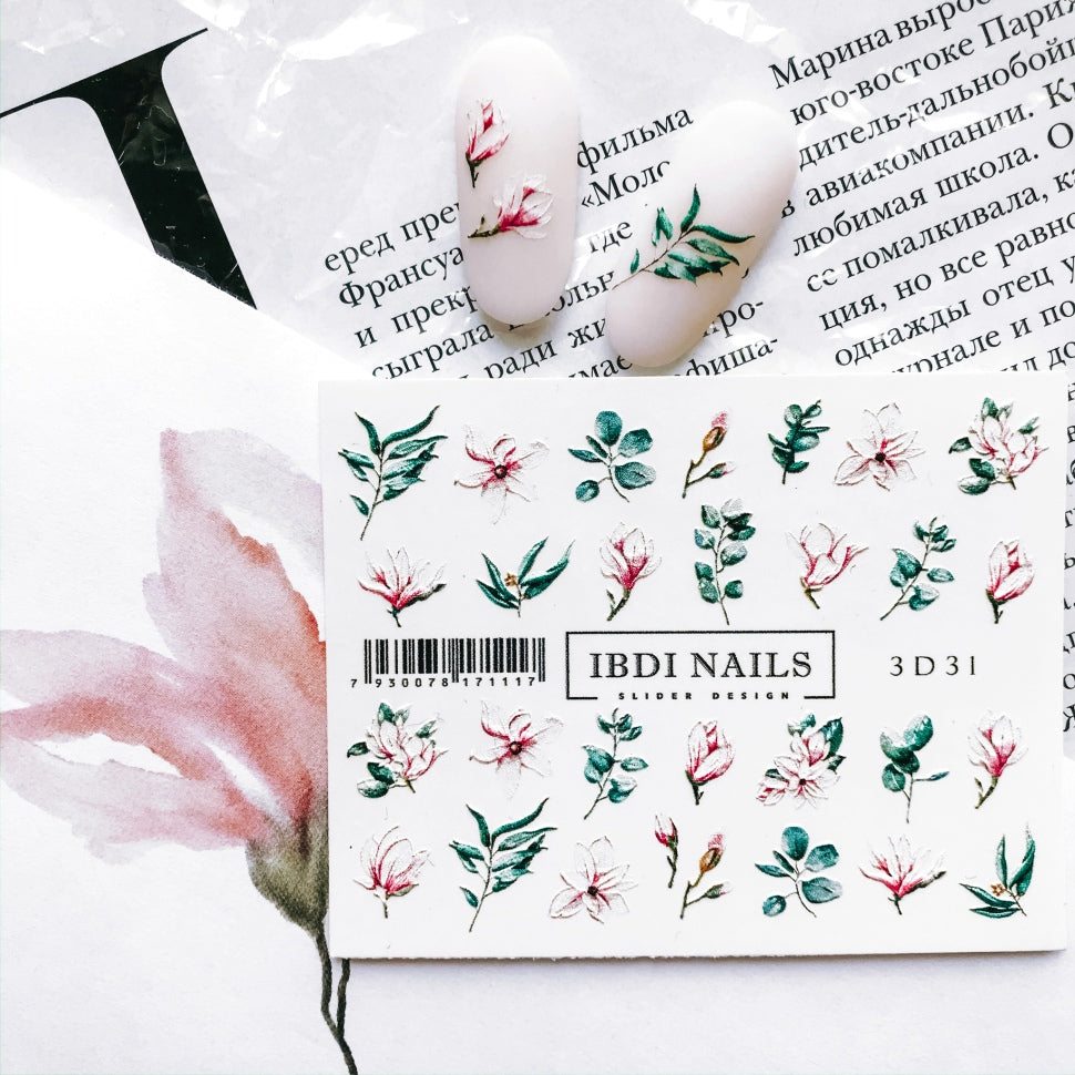 Sticker 3D 31 Magnolia Fiori IBDI Nails