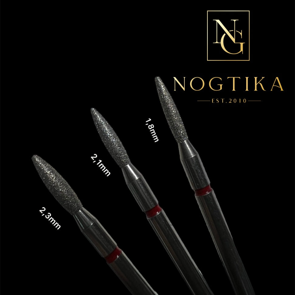 Flammenbit di NOGTIKA Diamante rosso 1,2mm-2,5mm con punta 'smussata'