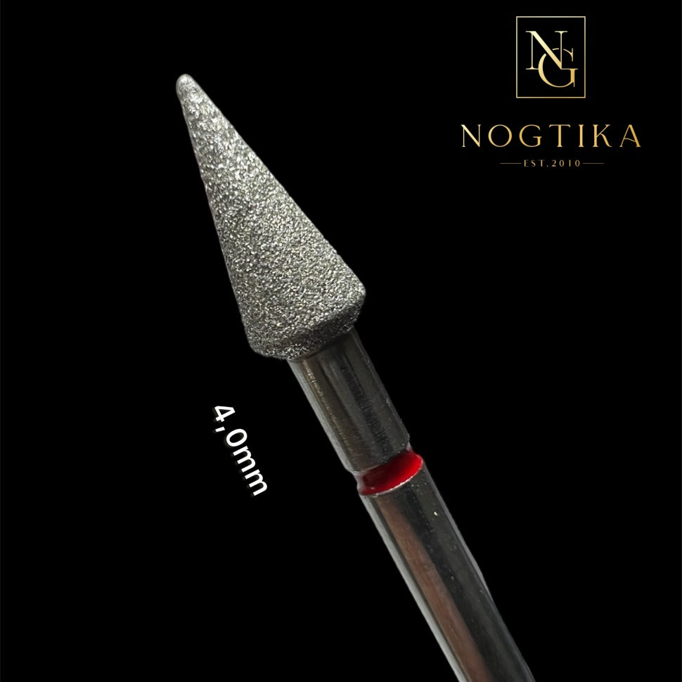 Punta diamantata a forma di cono fine (rossa) 4 mm di NOGTIKA