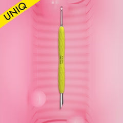 Nagelhautschieber mit Silikongriff "Gummy" UNIQ 11 TYP 2 (rosa oder gelb)(schräger Schieberr + Ring)