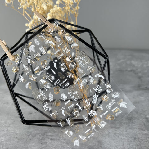 Sticker Flamingo in weiß-gold F656