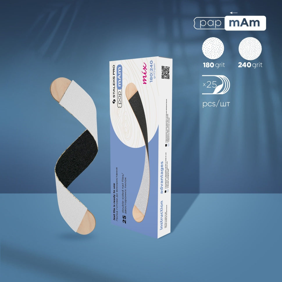 25 lime usa e getta doppie facce in astuccio su base in legno 22 MIX (100x180 e 180x240 grana) PAPMAM STALEKS EXPERT