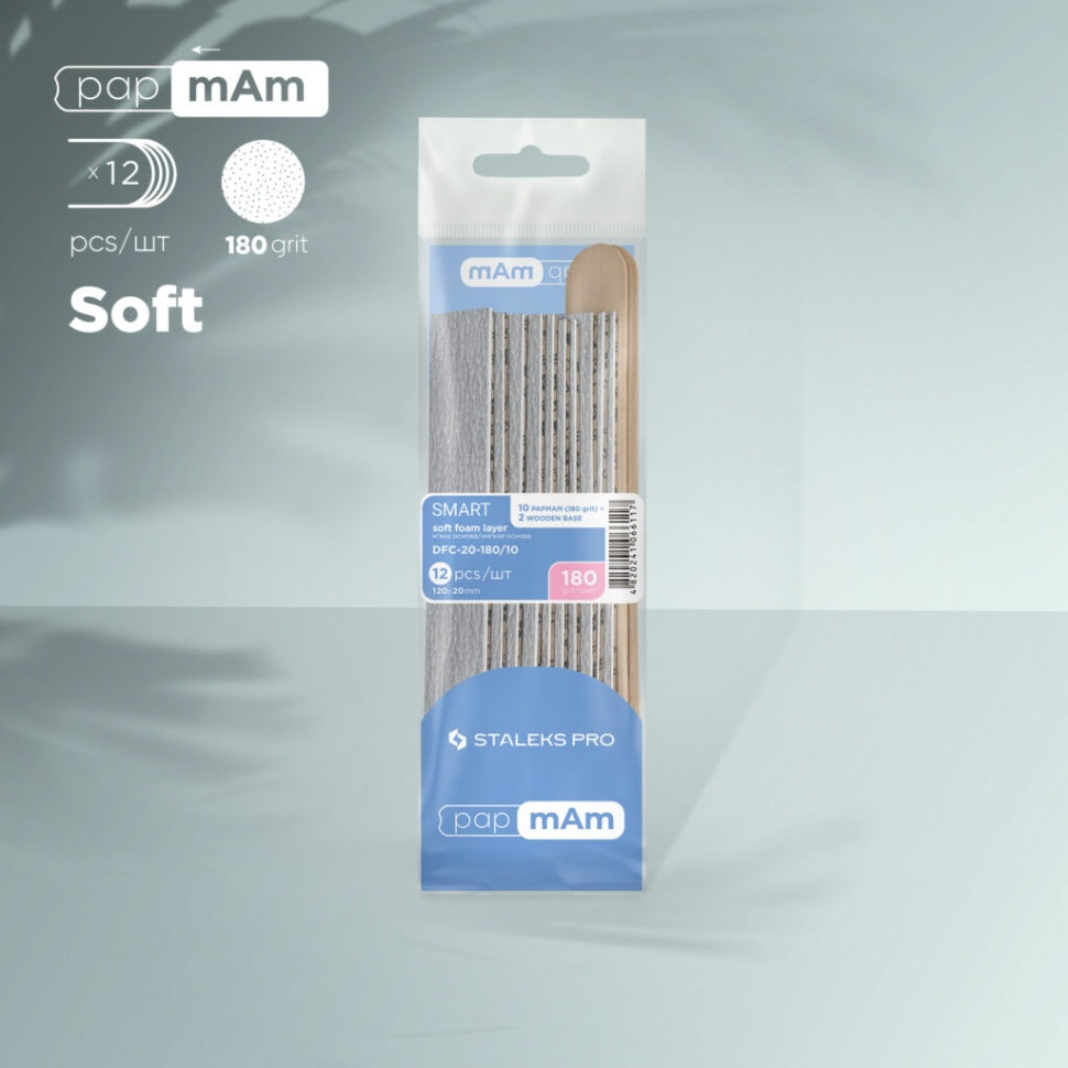 10 custodie monouso morbide con base in schiuma (150-240 granulometria) con 2 supporti in legno PAPMAM STALEKS PRO