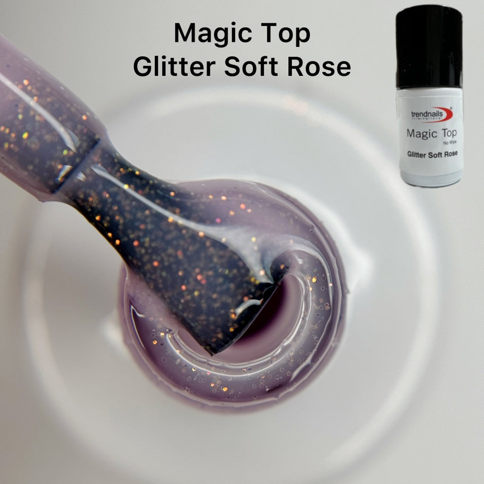 Magic Top No Wipe Top Coat Glitter Soft Rose (gel senza strato di dispersione) 10ml di Trendnails