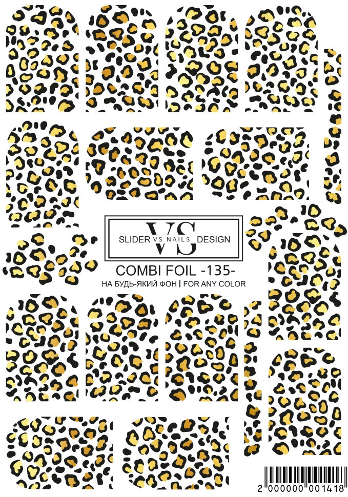 Slider con pellicola (adesivi idrosolubili) di VS Nails 135 COMBI FOIL