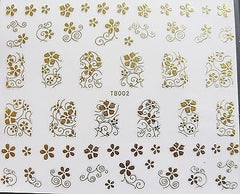 Sticker 3D Design Blumen in gold TB002