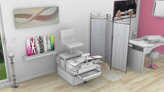 Fusspflege - Arbeitsplatz inkl. Feinstaubabsaugung L500 und hohenverstellbarer Fussstütze