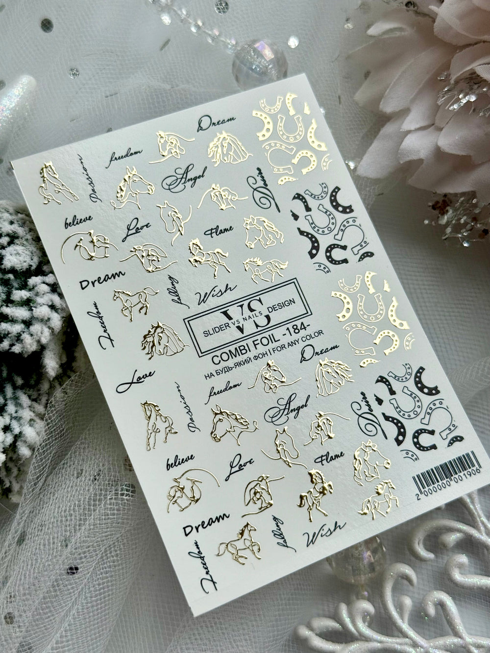 Slider with foil (water-soluble decals) from VS Nails 184 COMBI FOIL