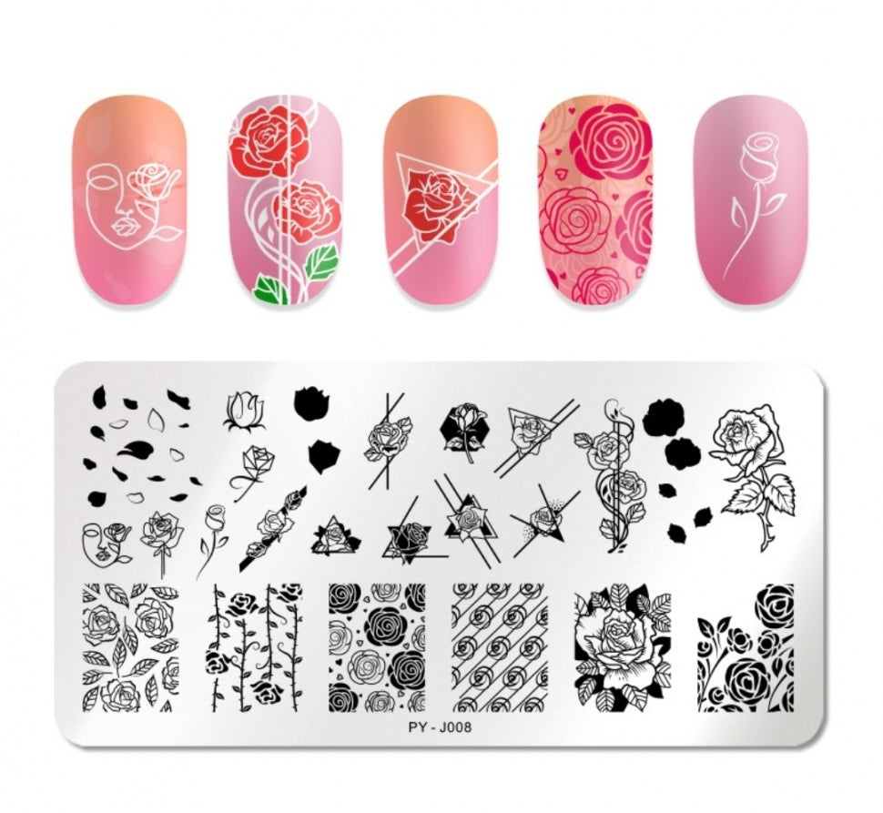 Stamping Plate Stencil Roses PY-J008