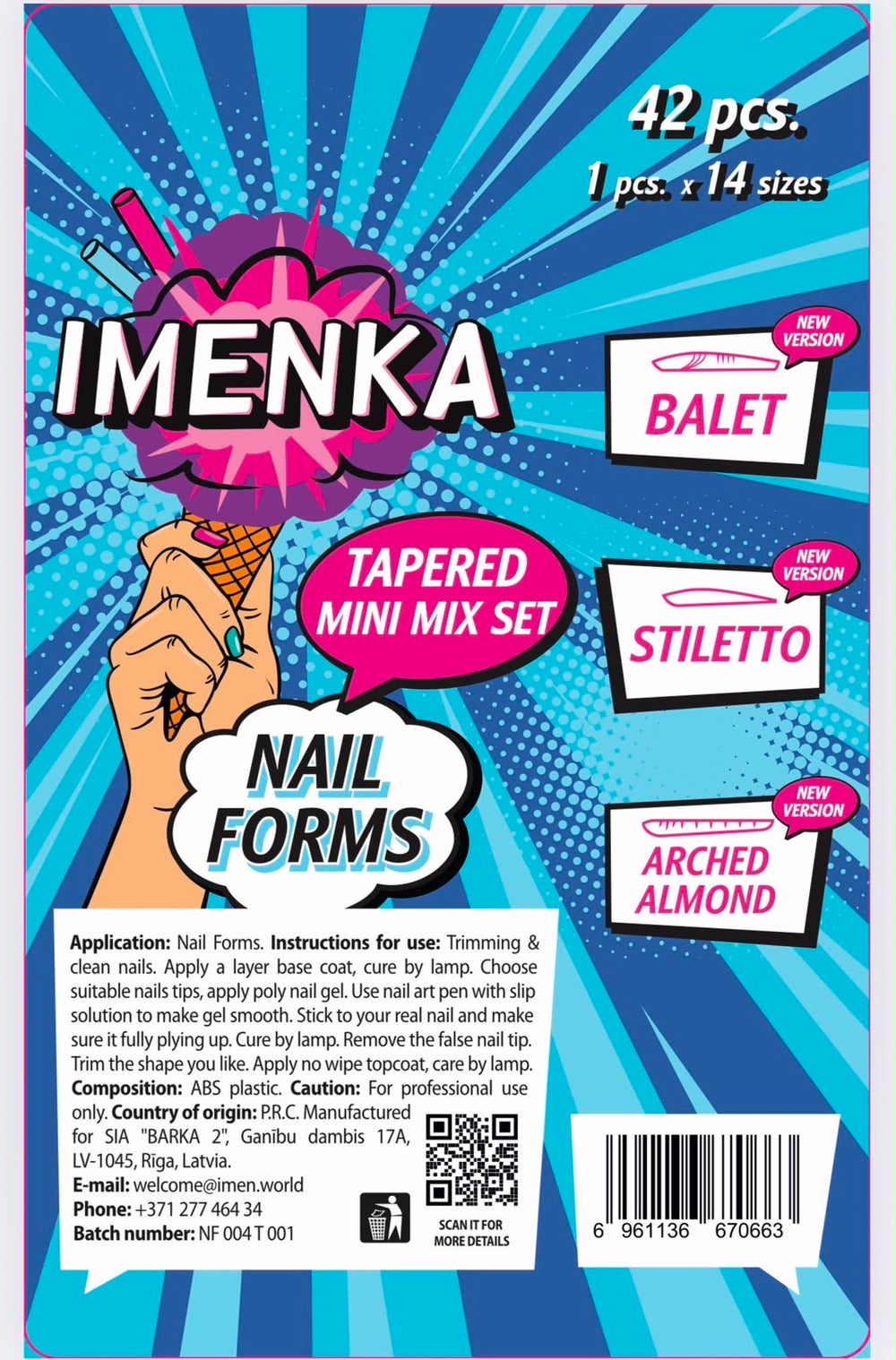 Nail Forms "Tapered Mini Mix" 140 pcs. by Imenka