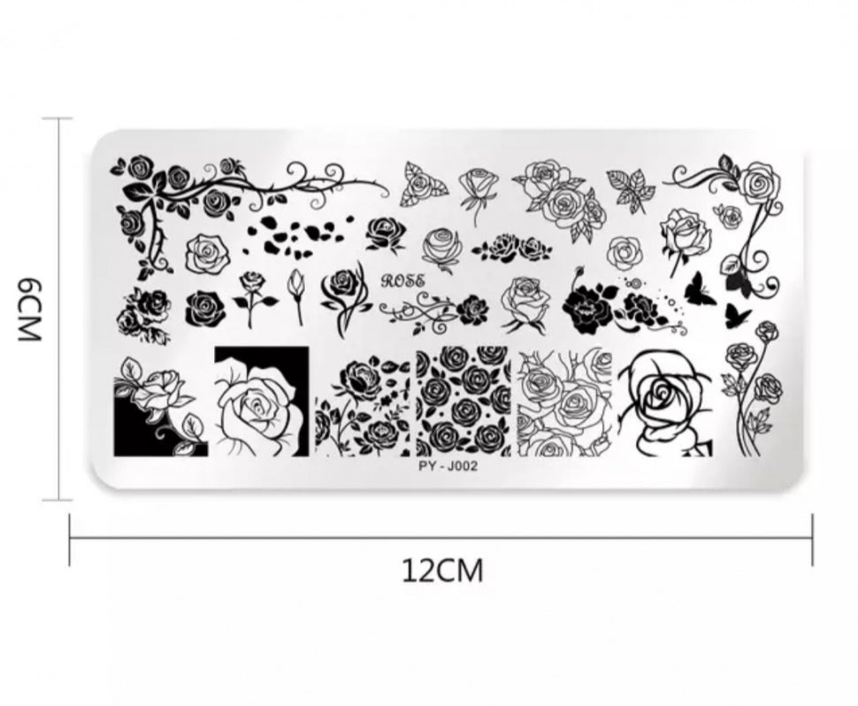Stamping Plate Stencil Roses PY-J002