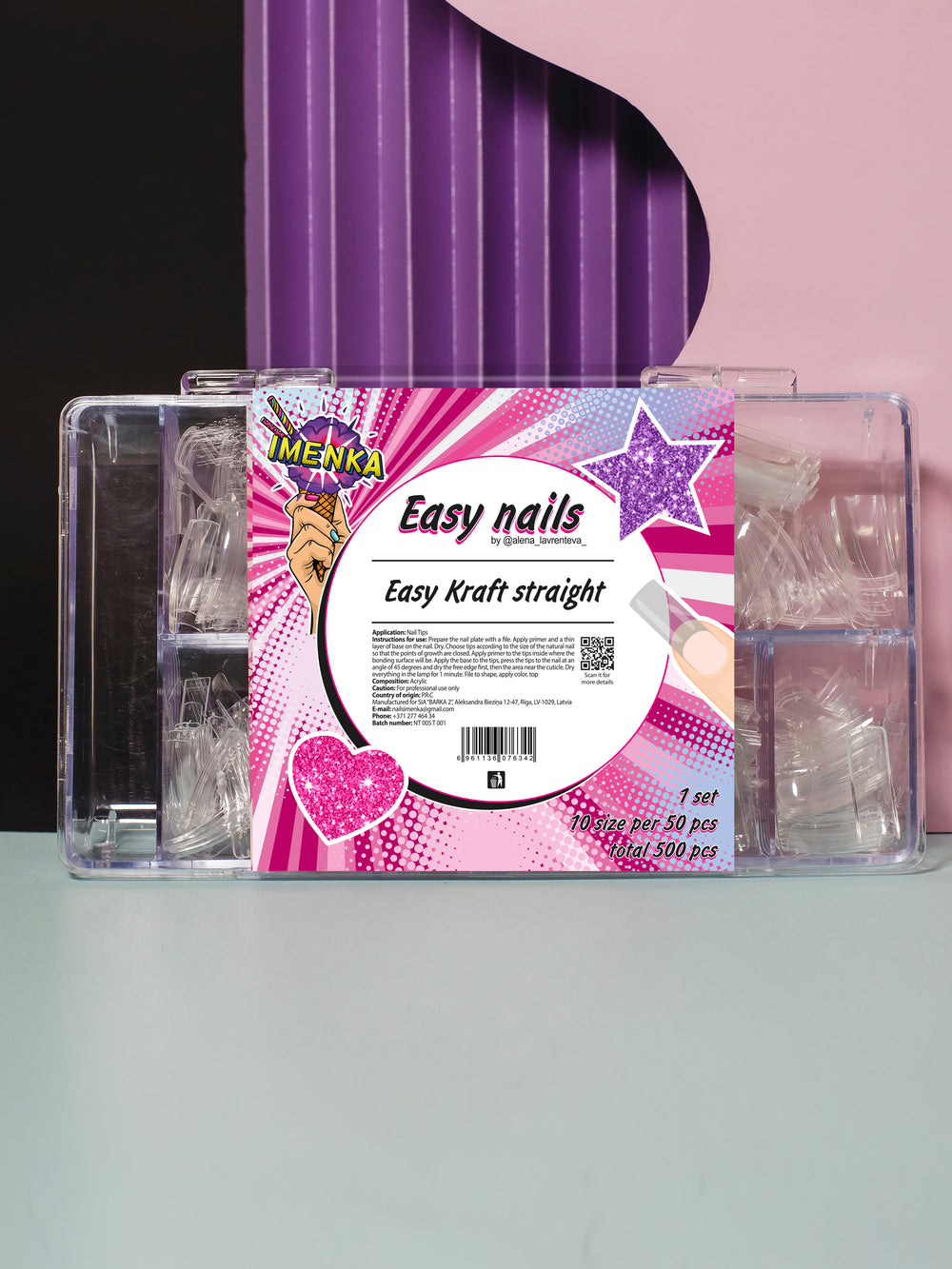 Easy Kraft "dritto" unghie Gel-Tips trasparenti 500 pz. di Imenka