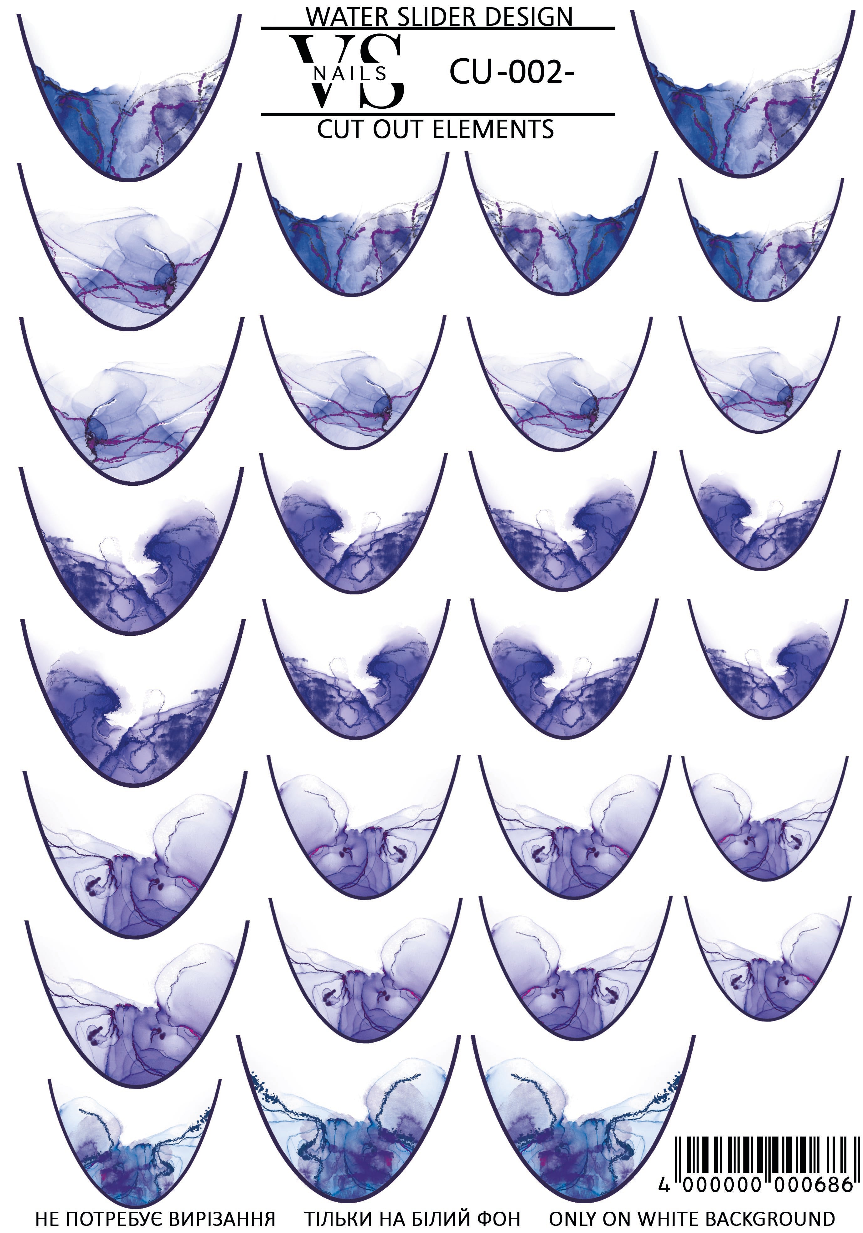 Slider CUT OUT (Wasserlösliche Aufkleber) 02 von VS Nails