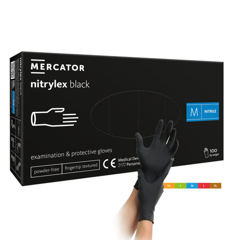 Nitrylex black 100 Stück/Box Schutzhandschuhe, Nitril, puderfrei, schwarz von Mercator