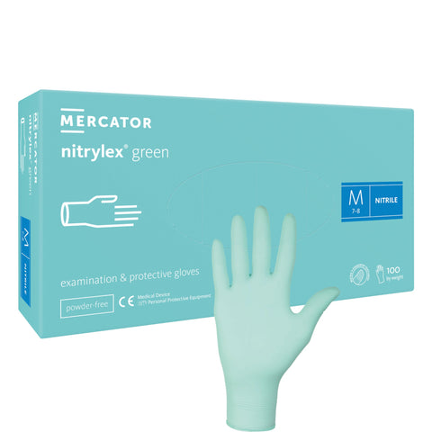 Nitrylex green 100 Stück/Box Schutzhandschuhe, Nitril, puderfrei, grün von Mercator