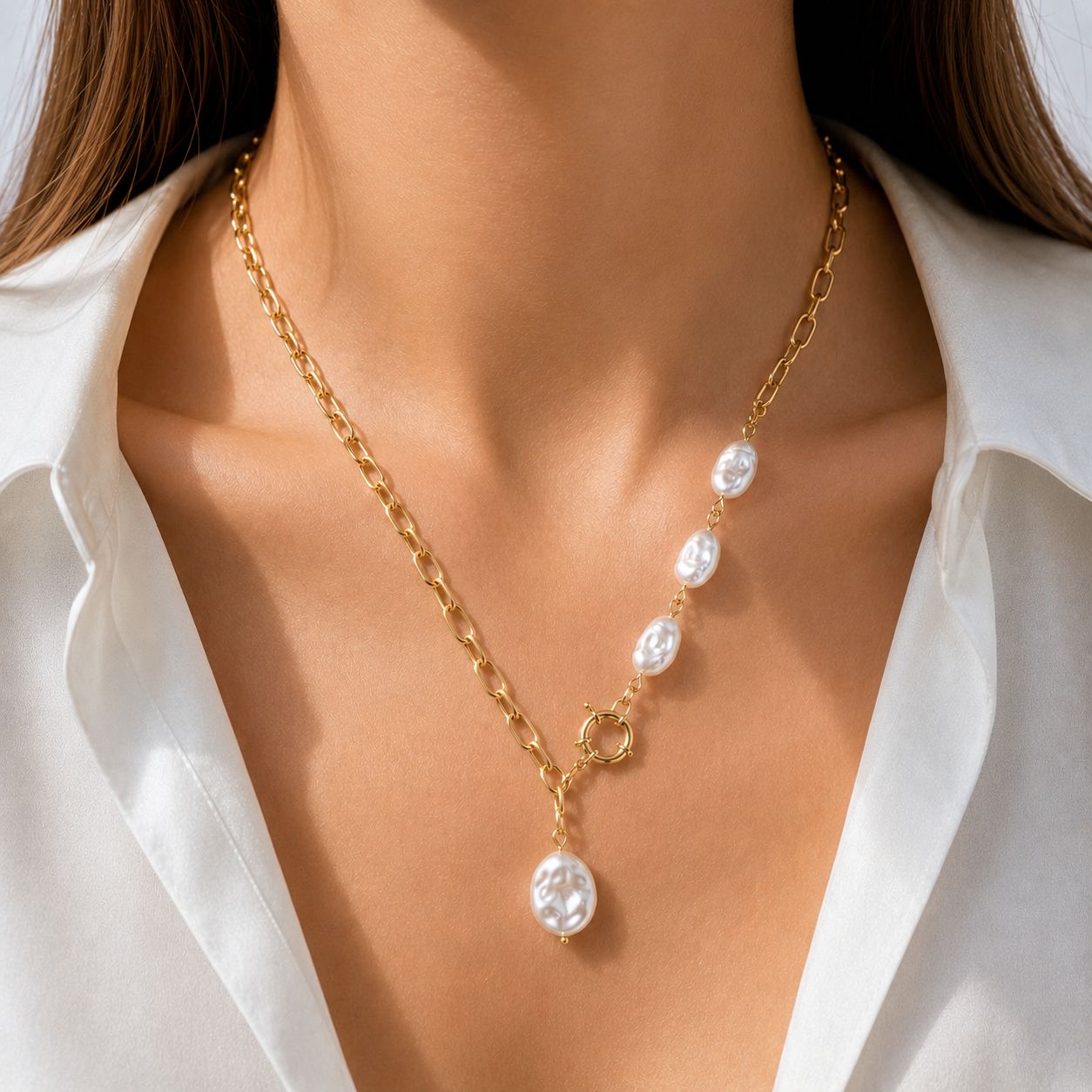 Stylische asymetrische Kette in gold  (Modeschmuck) 4