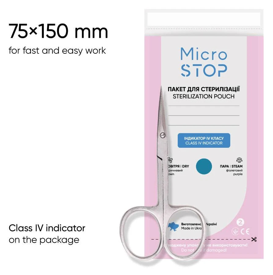 Buste di sterilizzazione 100 pz. in 3 dimensioni bianche di MicroSTOP adatte per sterilizzatore a calore secco e autoclave